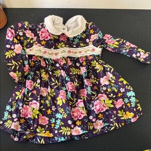 iris & ivy Purple Floral Long-Sleeve Smocked Dress